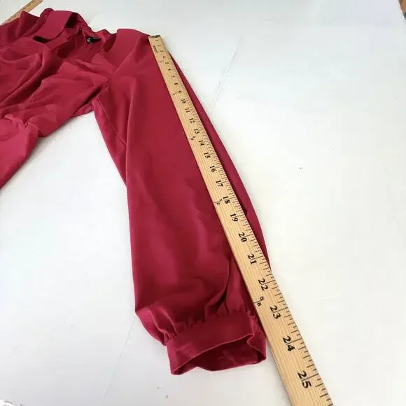 Torrid Womens Crepe Long Sleeve Peplum Blouse Tunic Top Sz 0 US 12 L Biking Red - Picture 10 of 12